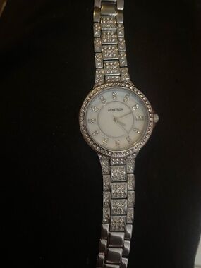 Armitron Women's Silver Crystal Bracelet Watch with White Dial